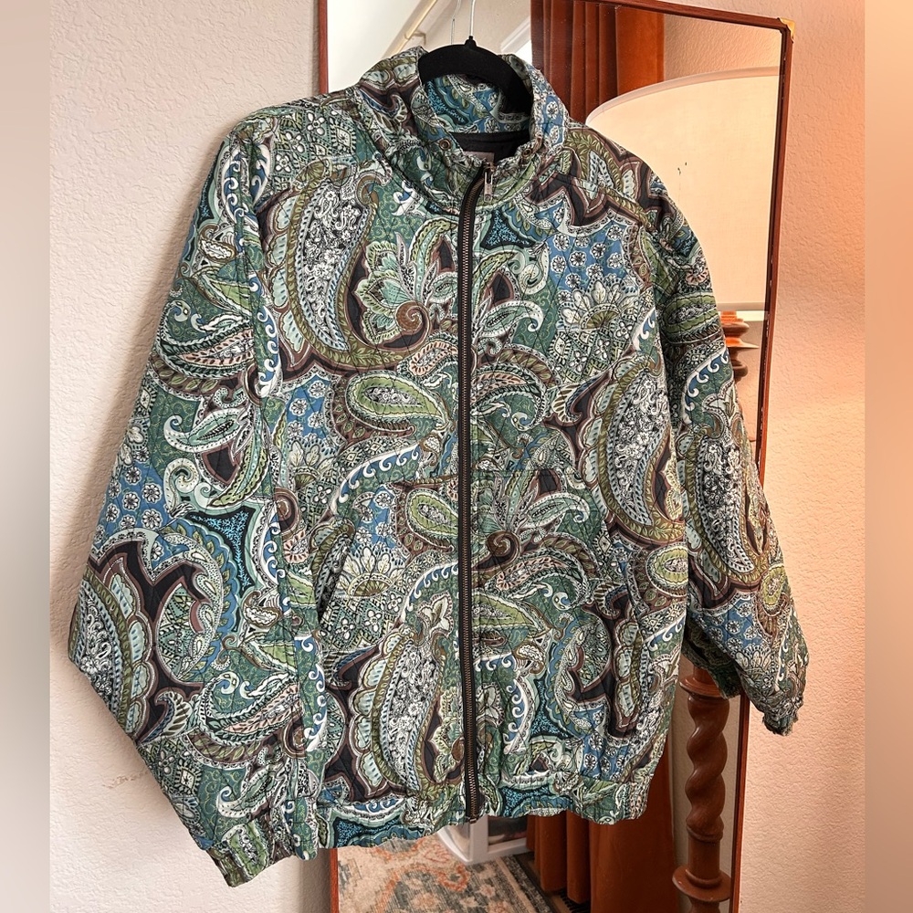 Vintage 80s Robert Stock Silk Quilted-Style Jacket
Windbreaker Bomber - Picture 3 of 6
